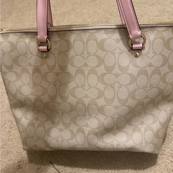 Coach Signature Beige and Pink Tote - Picture 3 of 5